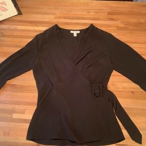 Top Shop Black Wrap 3/4 Sleeve Shirt